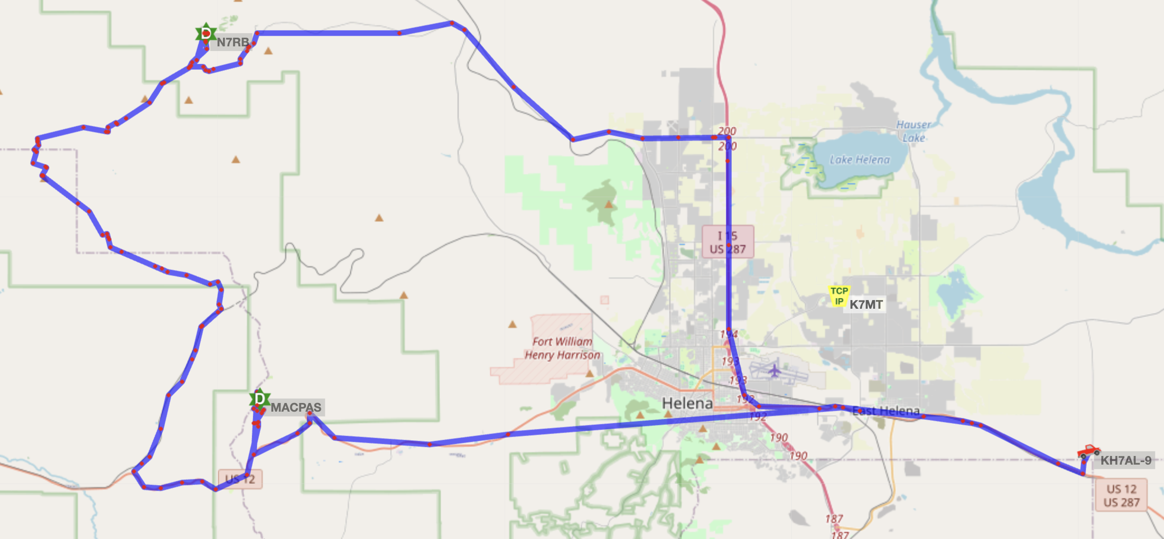 APRS.fi route tracking.